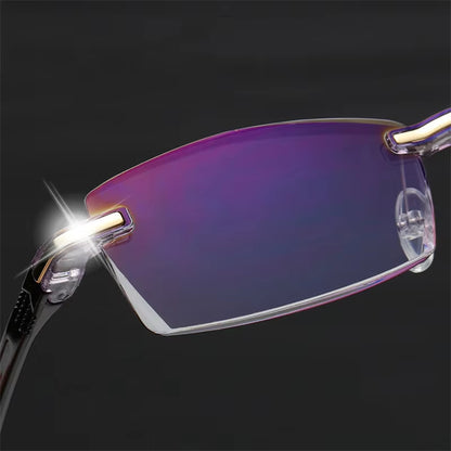 anti Blue Light Blocking Rimless Reading Glasses Women Men Square Frameless Presbyopic Glasses Diopters +1.0 1.5 2 2.5 4.0