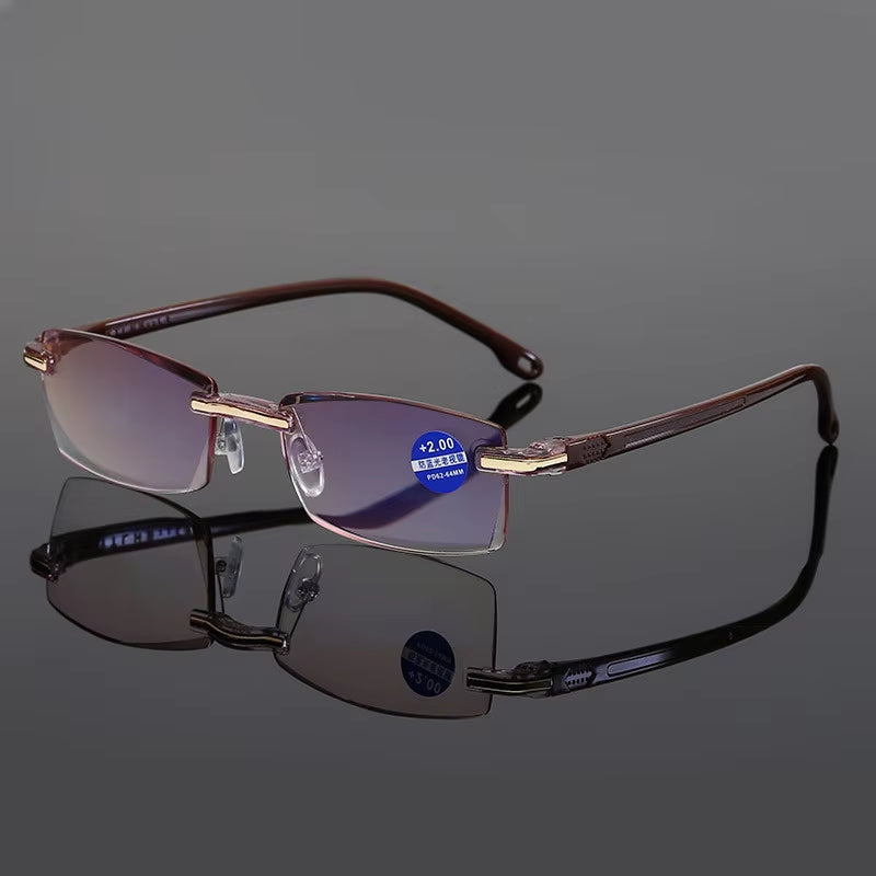 anti Blue Light Blocking Rimless Reading Glasses Women Men Square Frameless Presbyopic Glasses Diopters +1.0 1.5 2 2.5 4.0