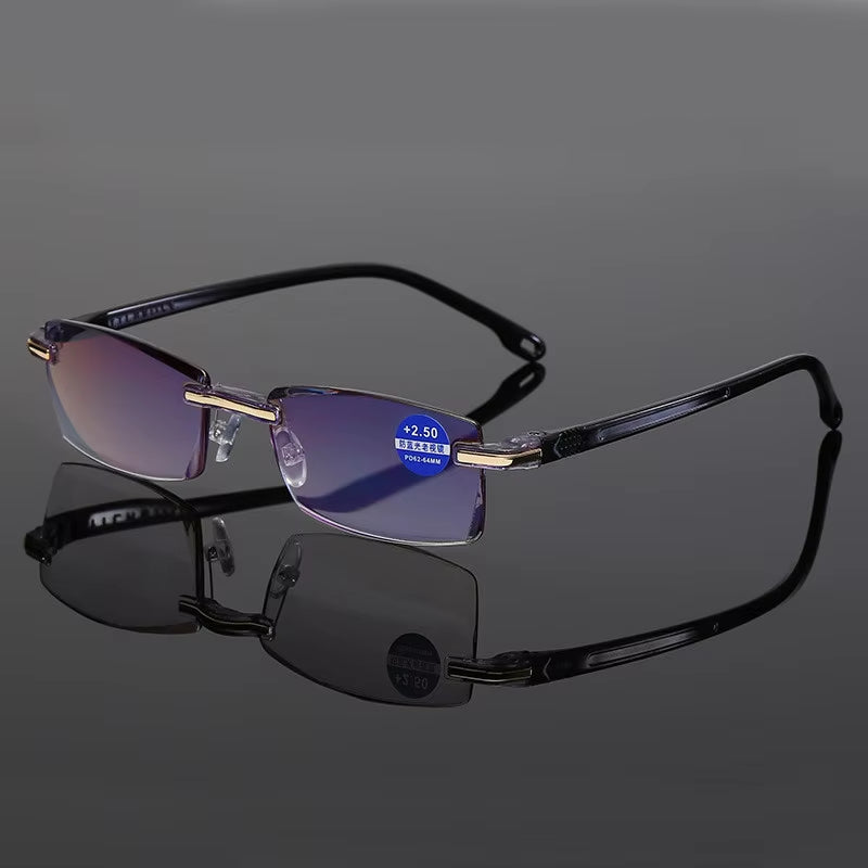 anti Blue Light Blocking Rimless Reading Glasses Women Men Square Frameless Presbyopic Glasses Diopters +1.0 1.5 2 2.5 4.0